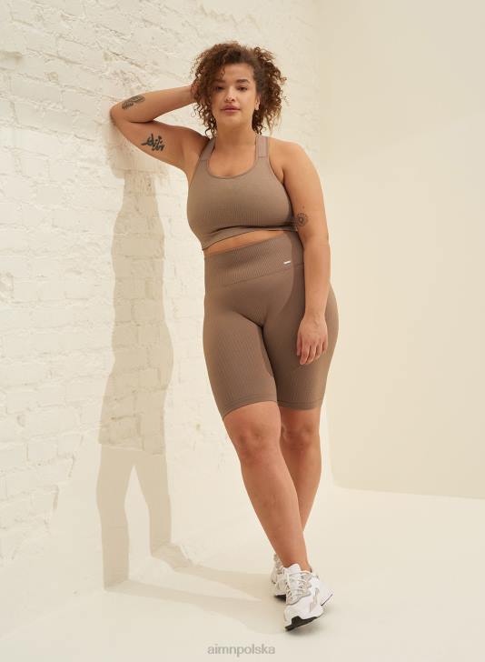 odzież JF4L203 kobiety AIM'N Prążkowany biustonosz espresso zapewniający wysokie wsparcie