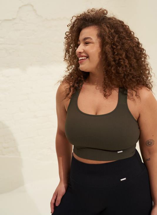 odzież JF4L205 kobiety AIM'N Prążkowany biustonosz o wysokim wsparciu w kolorze khaki
