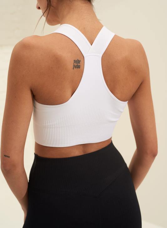 odzież JF4L206 kobiety AIM'N biały prążkowany biustonosz o wysokim wsparciu