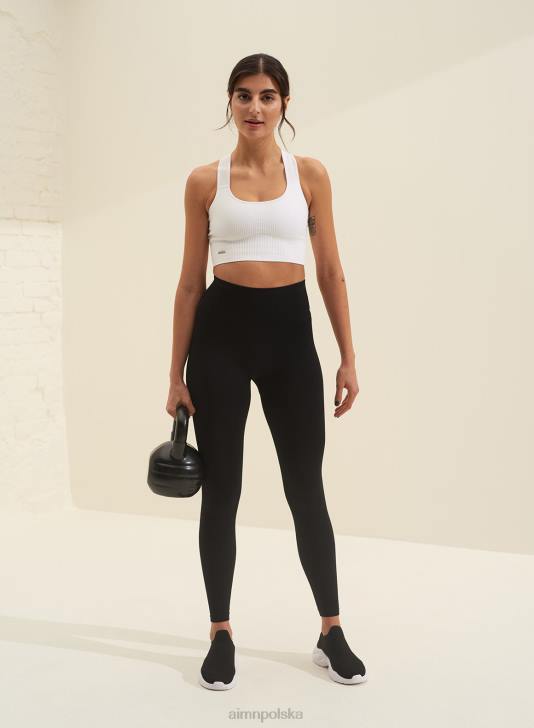 odzież JF4L206 kobiety AIM'N biały prążkowany biustonosz o wysokim wsparciu