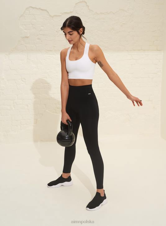 odzież JF4L206 kobiety AIM'N biały prążkowany biustonosz o wysokim wsparciu