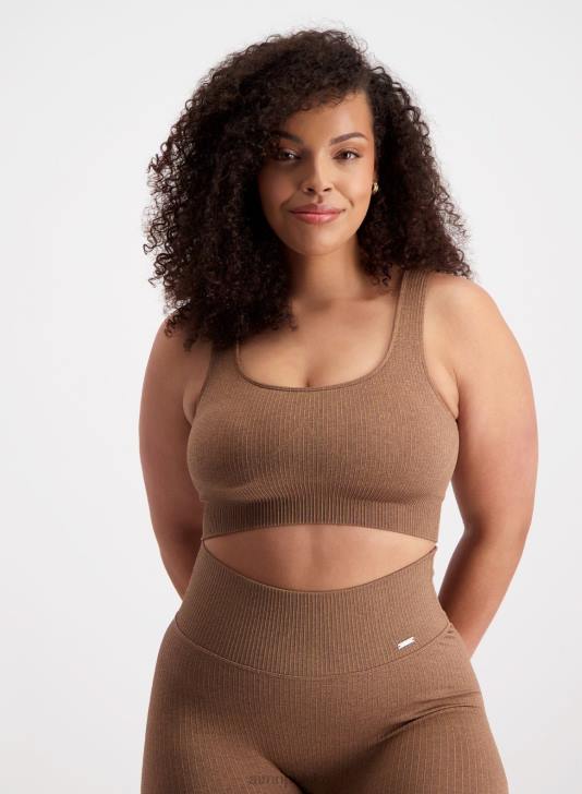 odzież JF4L224 kobiety AIM'N Brązowy, prążkowany biustonosz bezszwowy