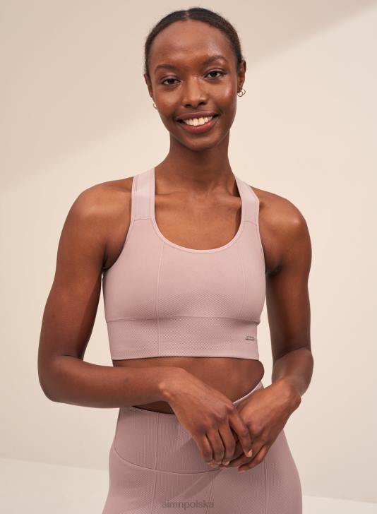 odzież JF4L225 kobiety AIM'N Luksusowy, bezszwowy biustonosz typu tank w kolorze zakurzonego fioletu, zapewniający wysokie wsparcie