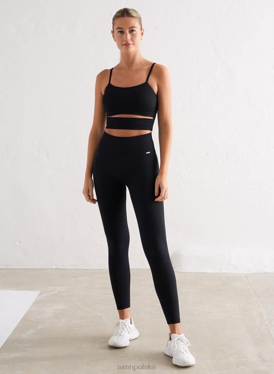 odzież JF4L243 kobiety AIM'N Czarny, nieograniczony, bezszwowy biustonosz z wyciętymi paskami