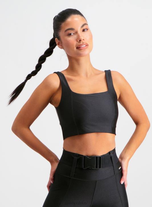 odzież JF4L246 kobiety AIM'N czarny połyskujący kwadratowy biustonosz