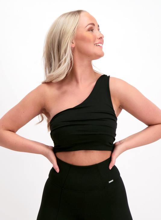 odzież JF4L266 kobiety AIM'N czarny, drapowany biustonosz na jedno ramię