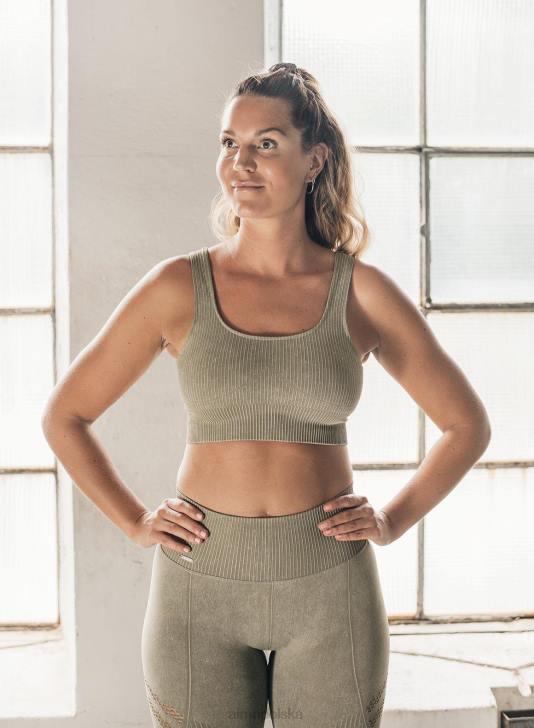 odzież JF4L275 kobiety AIM'N Biustonosz bezszwowy prążkowany w kolorze dzikiej oliwki