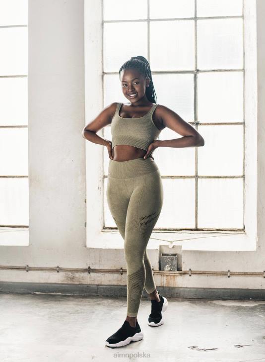 odzież JF4L275 kobiety AIM'N Biustonosz bezszwowy prążkowany w kolorze dzikiej oliwki