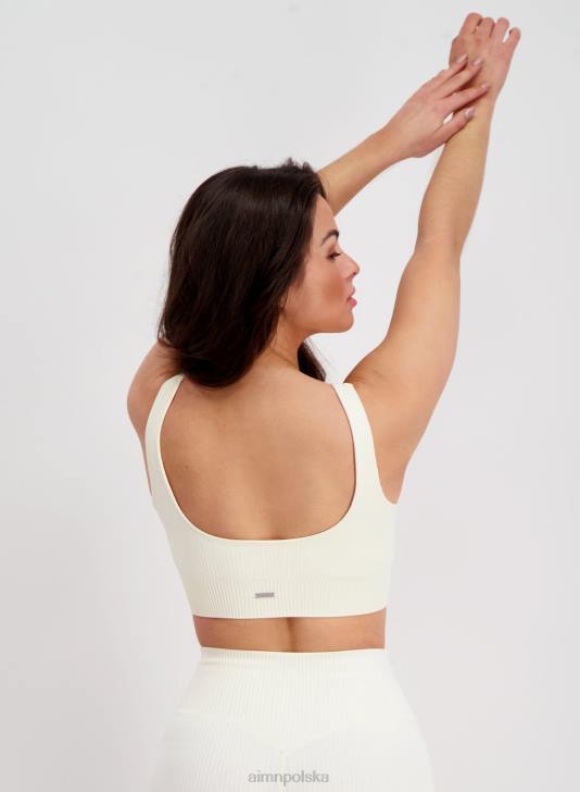 odzież JF4L279 kobiety AIM'N Biustonosz bezszwowy o prążkowanym kolorze waniliowym