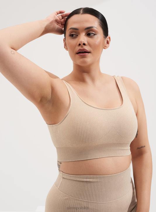 odzież JF4L280 kobiety AIM'N Bezszwowy biustonosz o prążkowanym kolorze piaskowym