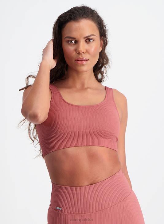 odzież JF4L284 kobiety AIM'N Różowy, prążkowany, bezszwowy biustonosz