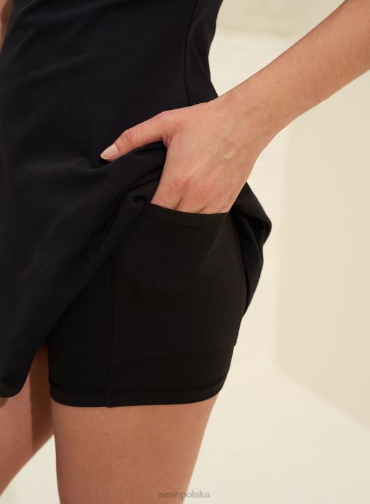 odzież JF4L595 kobiety AIM'N czarna sukienka na delikatnych ramiączkach