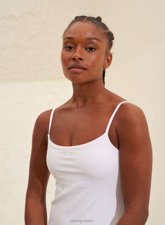 odzież JF4L598 kobiety AIM'N biała sukienka na delikatnych ramiączkach