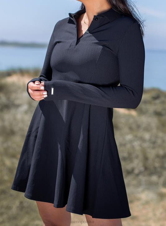 odzież JF4L629 kobiety AIM'N czarna sukienka z kołnierzykiem