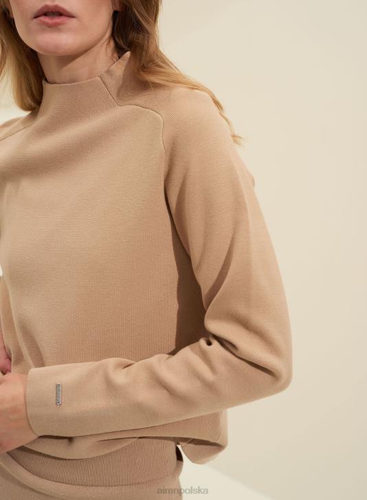 odzież JF4L414 kobiety AIM'N beżowy sweterek idealny na drutach