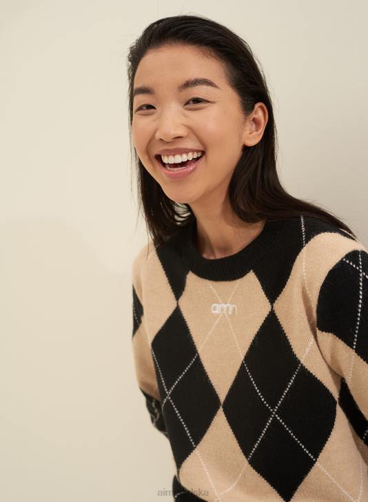 odzież JF4L448 kobiety AIM'N sweter z dzianiny argyle