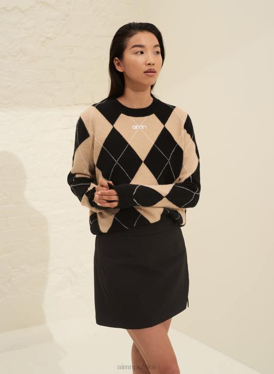 odzież JF4L448 kobiety AIM'N sweter z dzianiny argyle