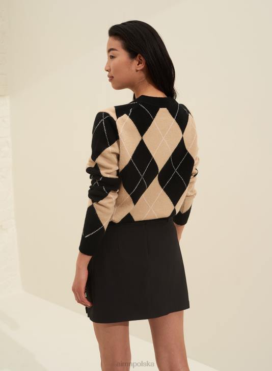 odzież JF4L448 kobiety AIM'N sweter z dzianiny argyle
