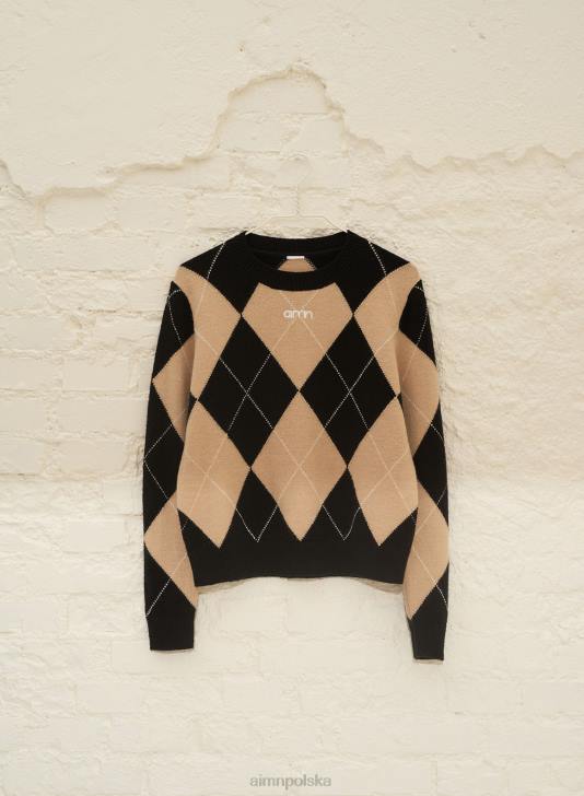 odzież JF4L448 kobiety AIM'N sweter z dzianiny argyle