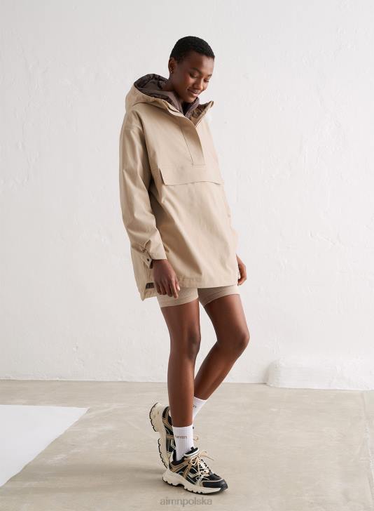odzież JF4L723 kobiety AIM'N beżowa wodoodporna kurtka typu oversize