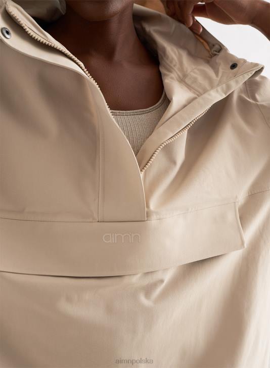 odzież JF4L723 kobiety AIM'N beżowa wodoodporna kurtka typu oversize