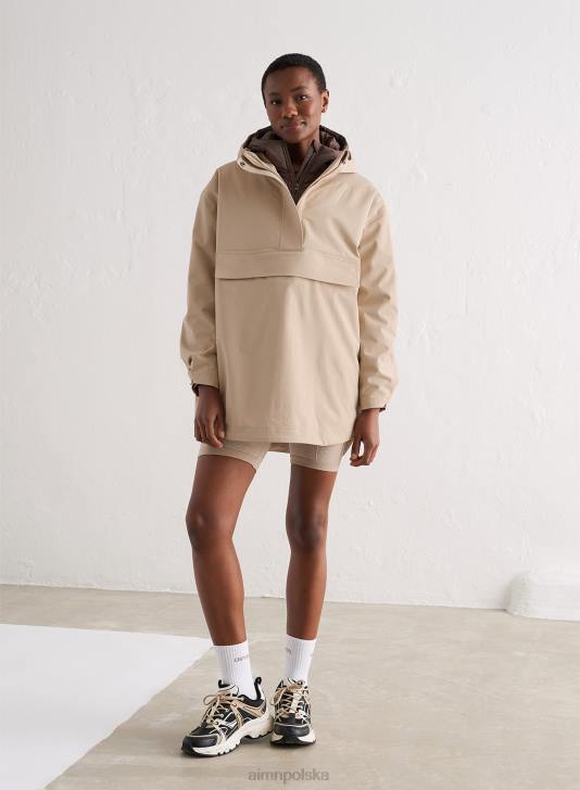 odzież JF4L723 kobiety AIM'N beżowa wodoodporna kurtka typu oversize