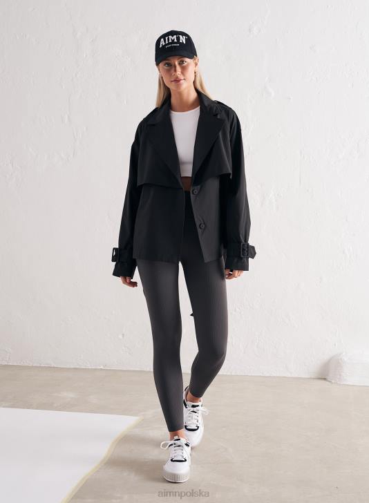 odzież JF4L745 kobiety AIM'N czarny techniczny trencz