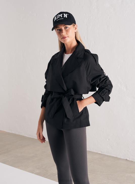 odzież JF4L745 kobiety AIM'N czarny techniczny trencz