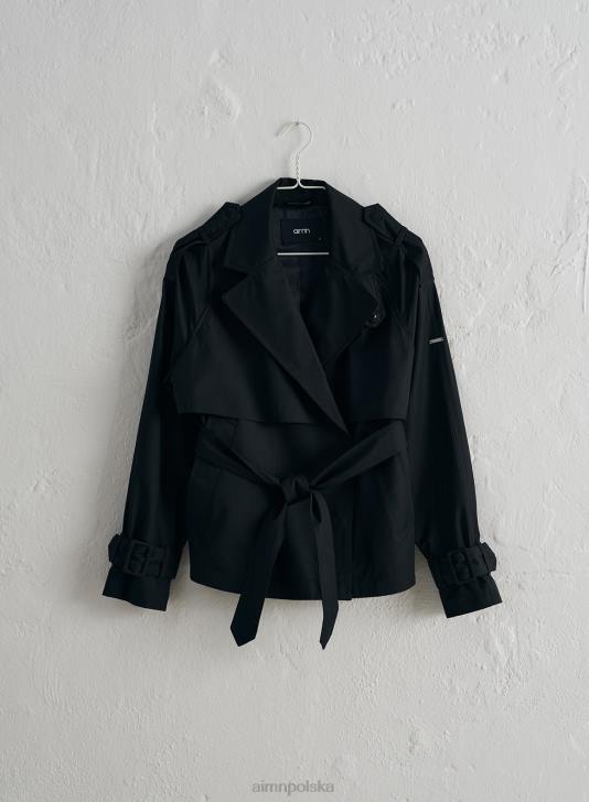 odzież JF4L745 kobiety AIM'N czarny techniczny trencz