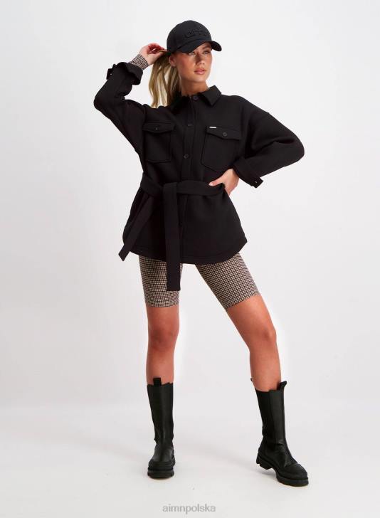 odzież JF4L747 kobiety AIM'N czarna techniczna koszulka wierzchnia