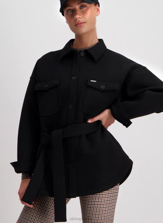 odzież JF4L747 kobiety AIM'N czarna techniczna koszulka wierzchnia